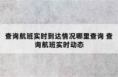 查询航班实时到达情况哪里查询 查询航班实时动态